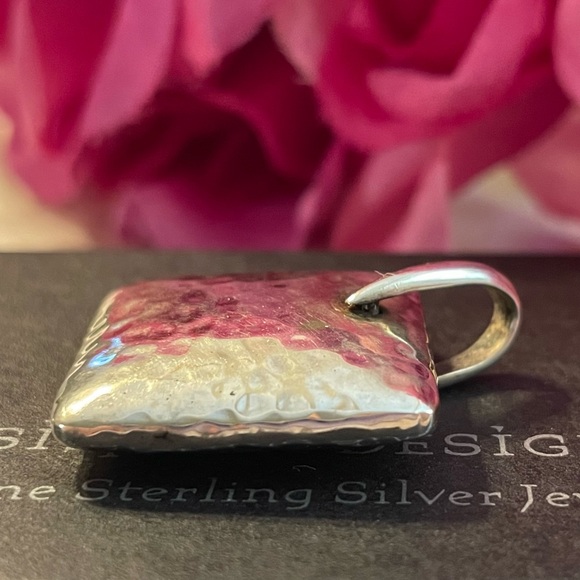 Silpada S1118 Iconic Puffy Hammered Square Pillow Sterling Silver Pendant - Picture 5 of 14